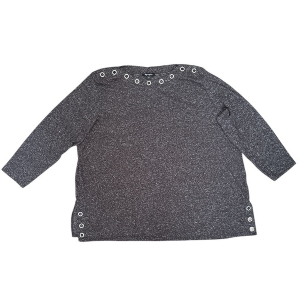 3/4 Sleeve Gray Top With Eyelet Details Women's Size‎ 4X